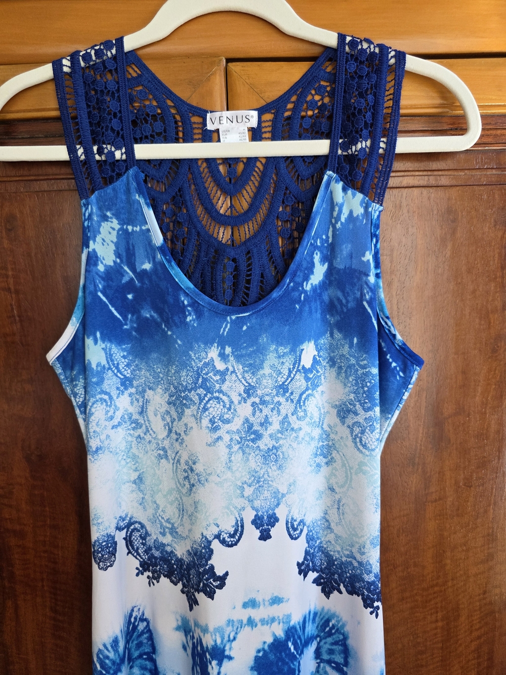 Venus Blue Ombre Lace-Back Maxi Dress Size M